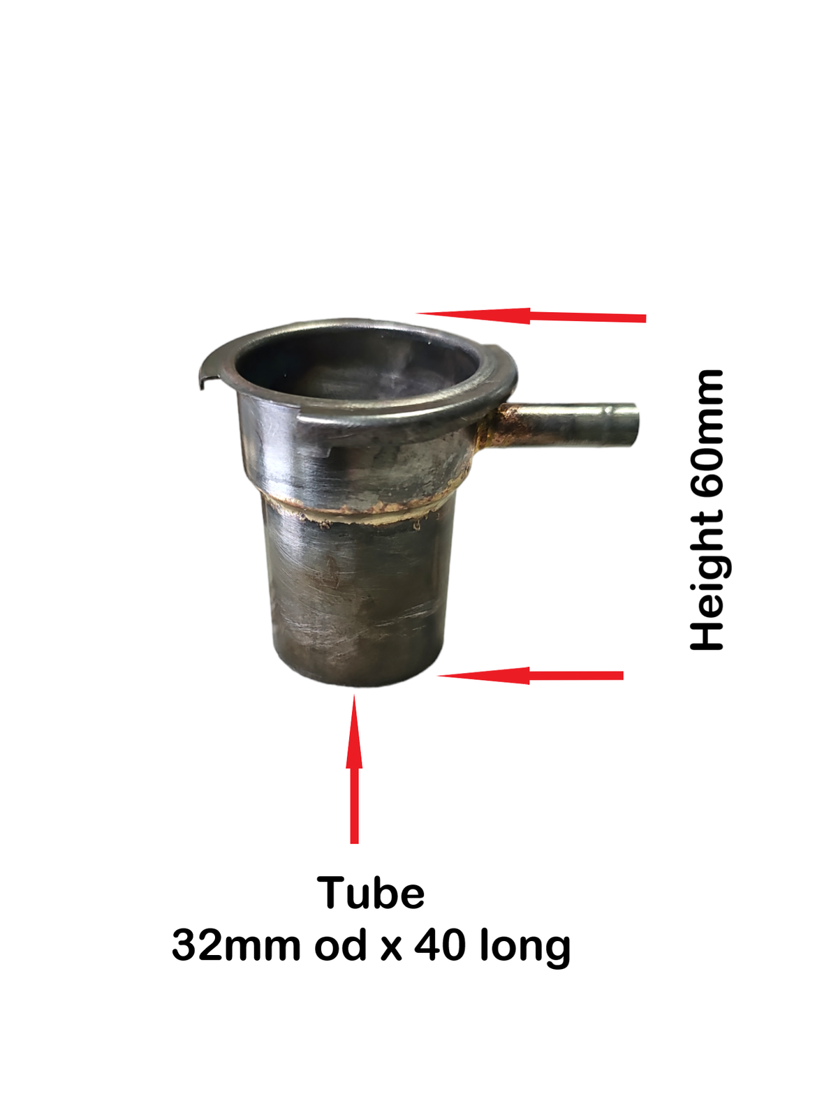 photo of raised neck onto 32mm tube