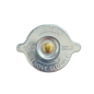 Metal radiator cap with 'Tighten' and 'Remove Slowly' text on a white background