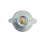 Metal radiator cap with 'Tighten' and 'Remove Slowly' text on a white background