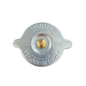 Metal radiator cap with text 'Tighten' and 'Remove Slowly' on a white background