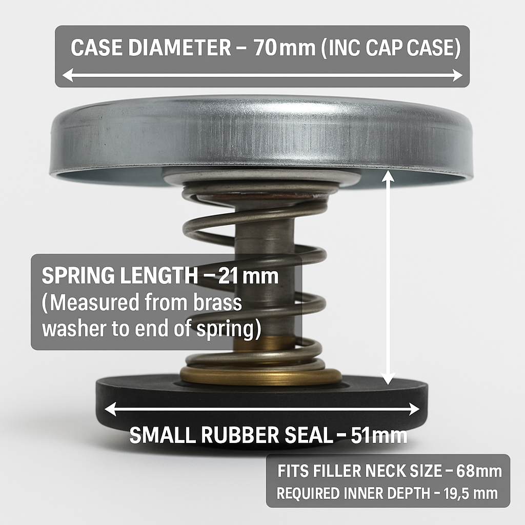 Large Commercial Radiator Pressure Cap 70mm – 4lb to 20lb