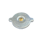 Metal radiator cap with text on a white background