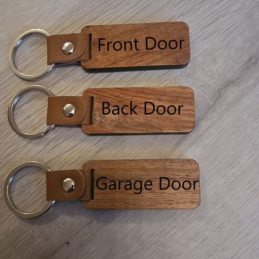 Wooden Etched Keyring Fobs